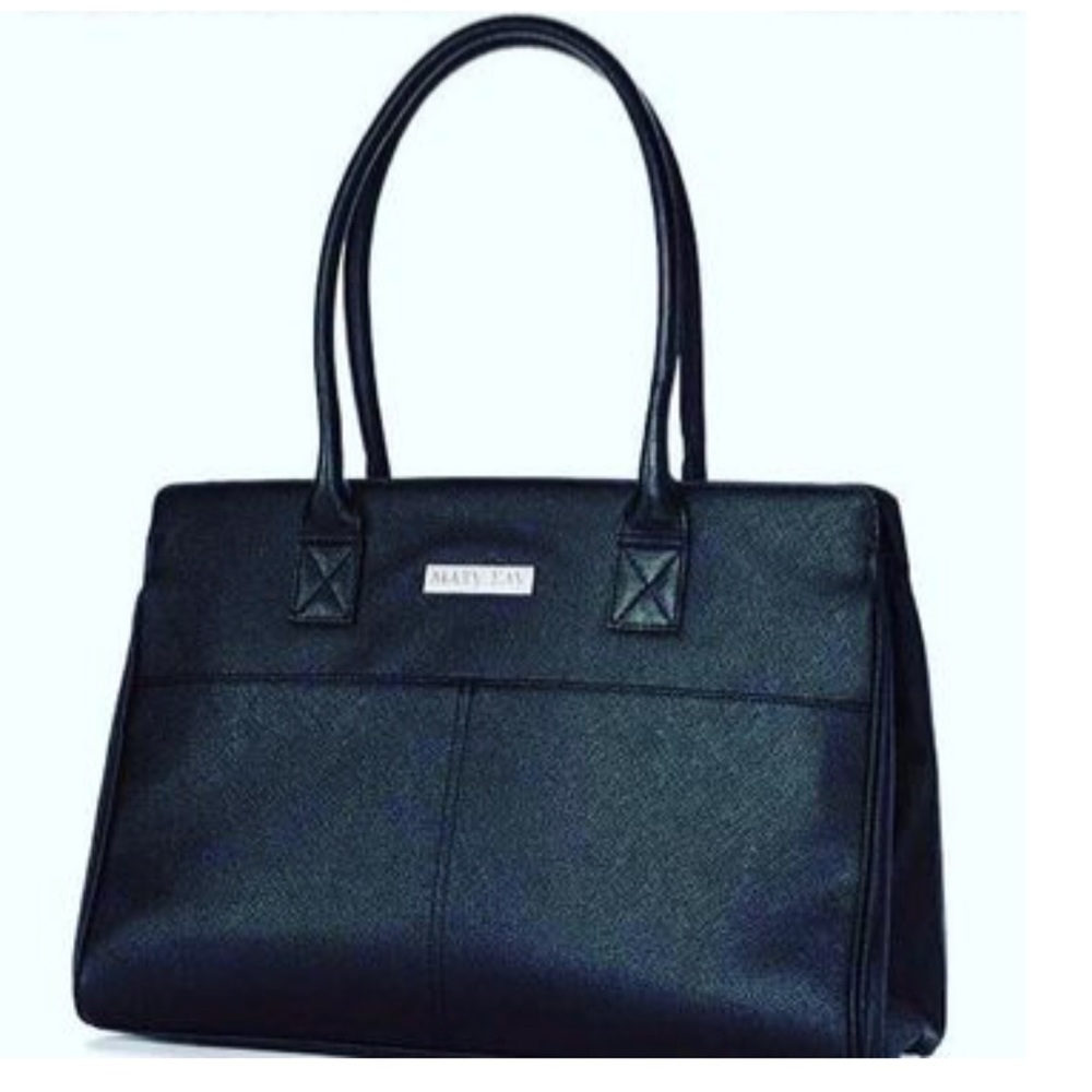 Mary Kay Black Floral Print Lined Tote Bag Large